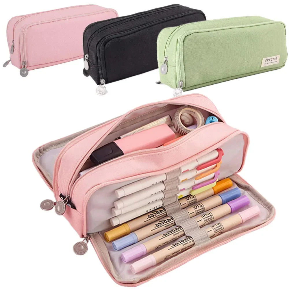 New extra large capacity portable pencil case, simple aesthetics lightweight and durable, ideal for students and offices