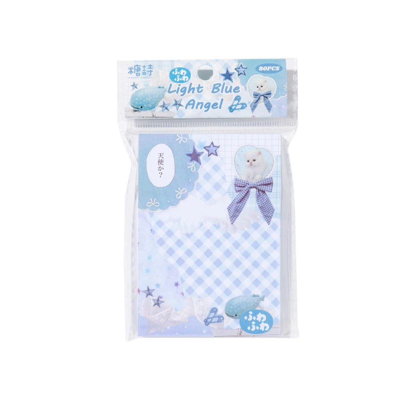 80pcs/pack Kawaii Japanese Stationery Student Message Memo Sticky Paper Scrapbook Background Paper School Office Supplies