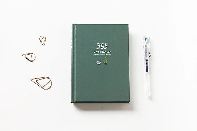 365 Planner Agenda Notebook Colorful Inner Page Illustration Yearly Daily Plan Journal Diary Book Record Life Stationery Gifts