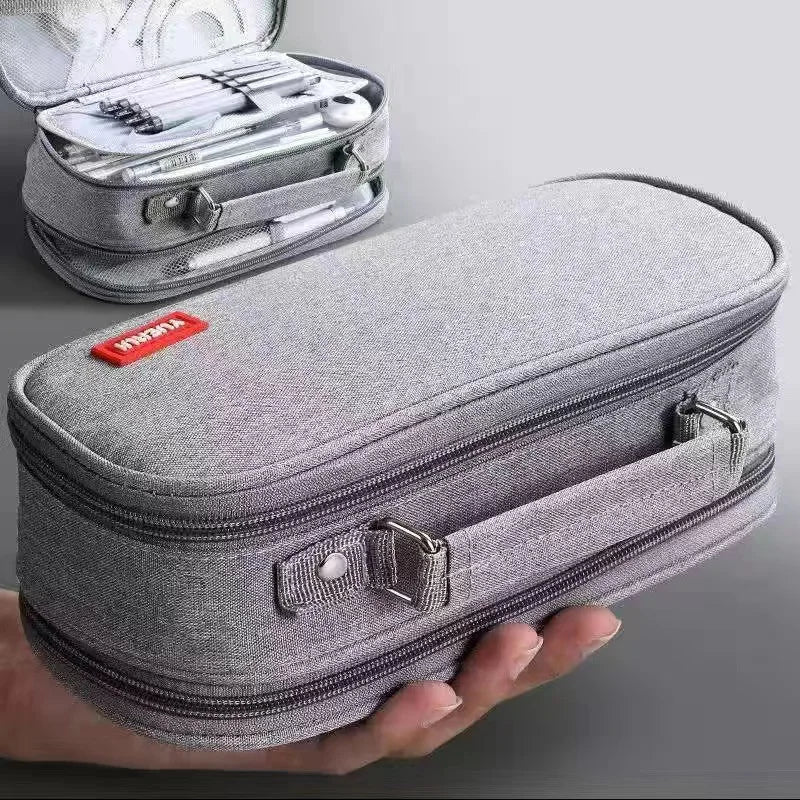 Pen Storage Bag Pencil Case 4 Layer Large Capacity Cosmetic High Quality Study Supplies Simple Student Stationary Boxes