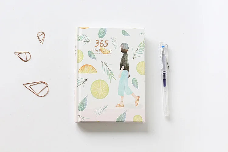 365 Planner Agenda Notebook Colorful Inner Page Illustration Yearly Daily Plan Journal Diary Book Record Life Stationery Gifts