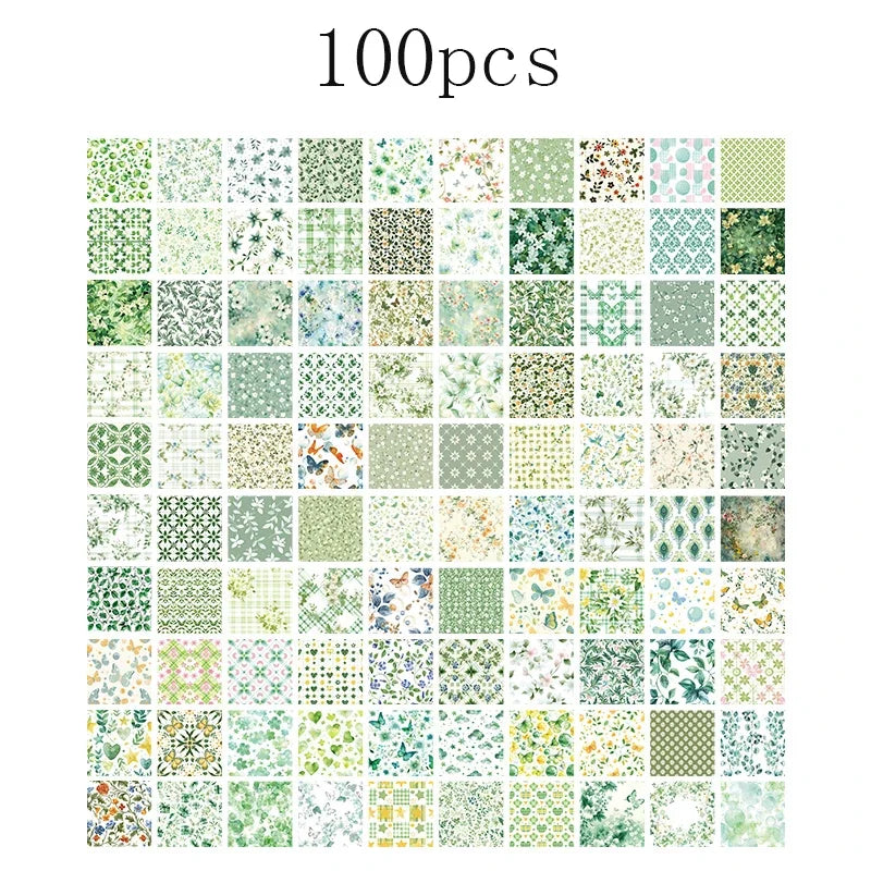 100pcs Vintage Paper Multi Style Deco Retro Stationery Supplies Writing Paper Junk Journal Label Scrapbooking Material Supplies