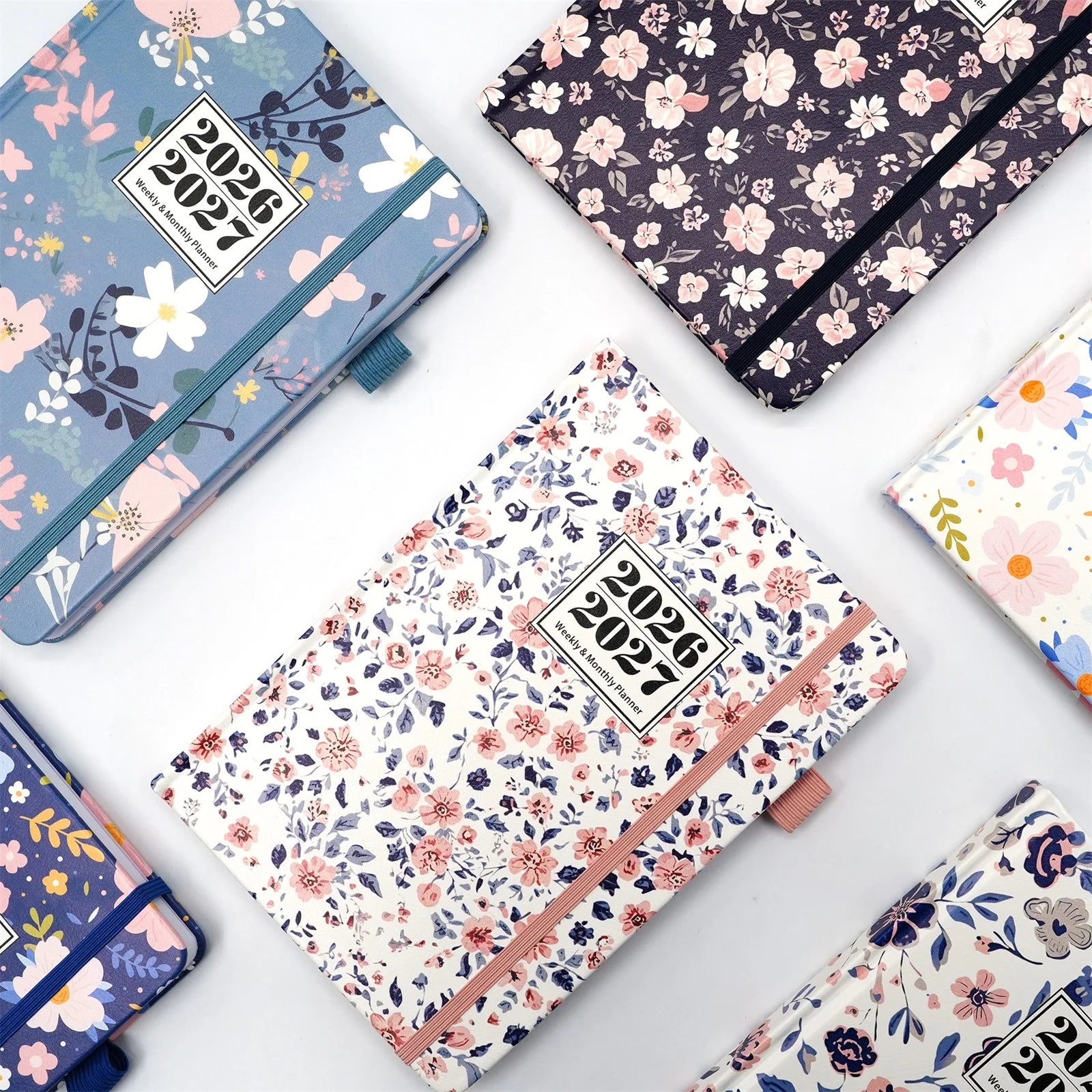 2026 2027 Floral Print Planner Weekly Monthly A5 Size 144 Pages Notebook Academic Daily Yearly Schedule Calendar Flower Design