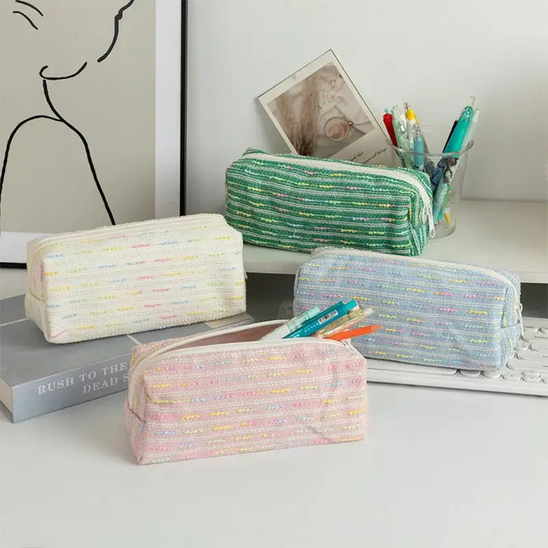 Pencil Case Pouch, Cute Pencil Case With Versatile Colorful Lines And Large Capacity Storage Bag
