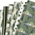 6-Pack Christmas Wrapping Paper – Vintage Green Tree Design Gift Wrap Sheets for Holiday Presents