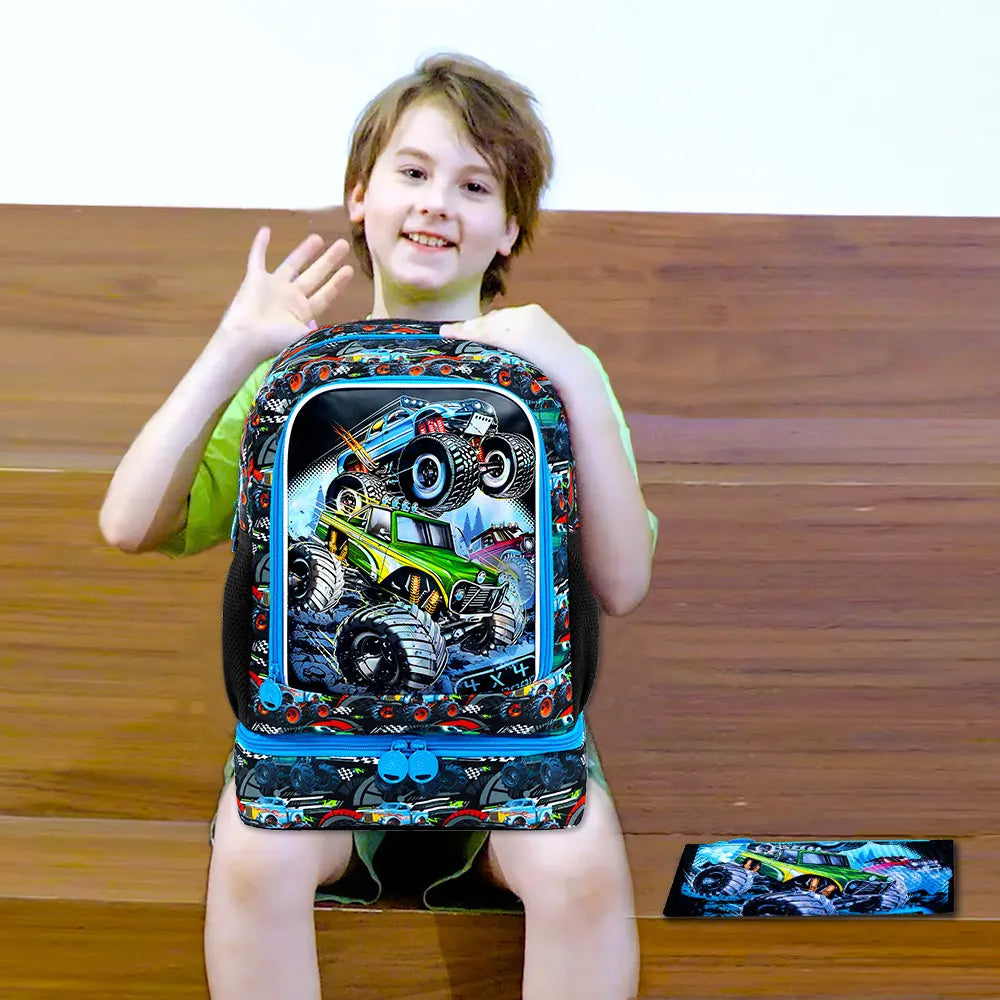 Kids Backpack for Boys, 16" Kids Bookbag, School Bag for Elementary Preschool Toddler-Green dinosaur