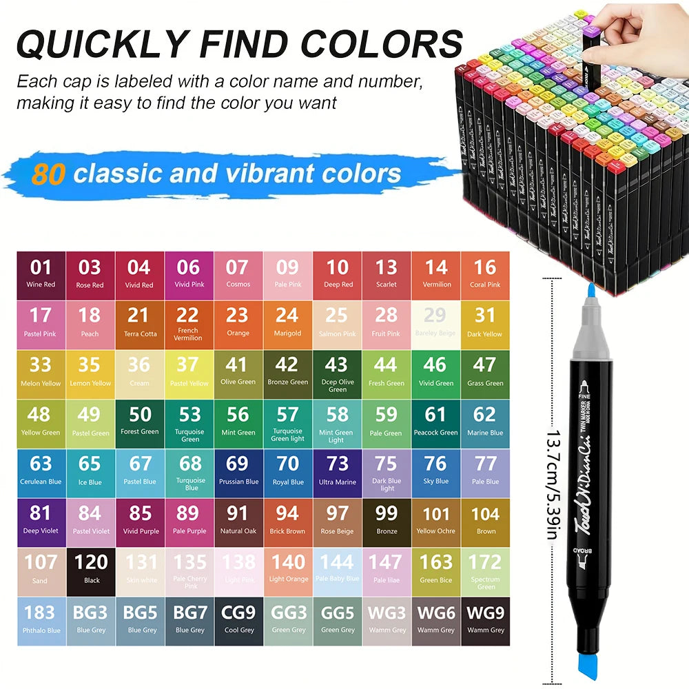 24-168 Colors Alcohol Felt Markers Pens Dual Tip Permanent Artist Art School Supplies Manga Sketching Markers Student Gift