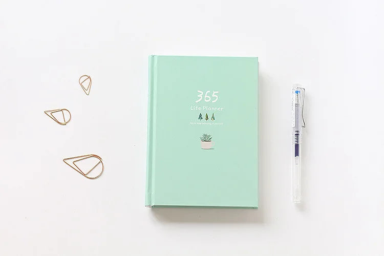 365 Planner Agenda Notebook Colorful Inner Page Illustration Yearly Daily Plan Journal Diary Book Record Life Stationery Gifts