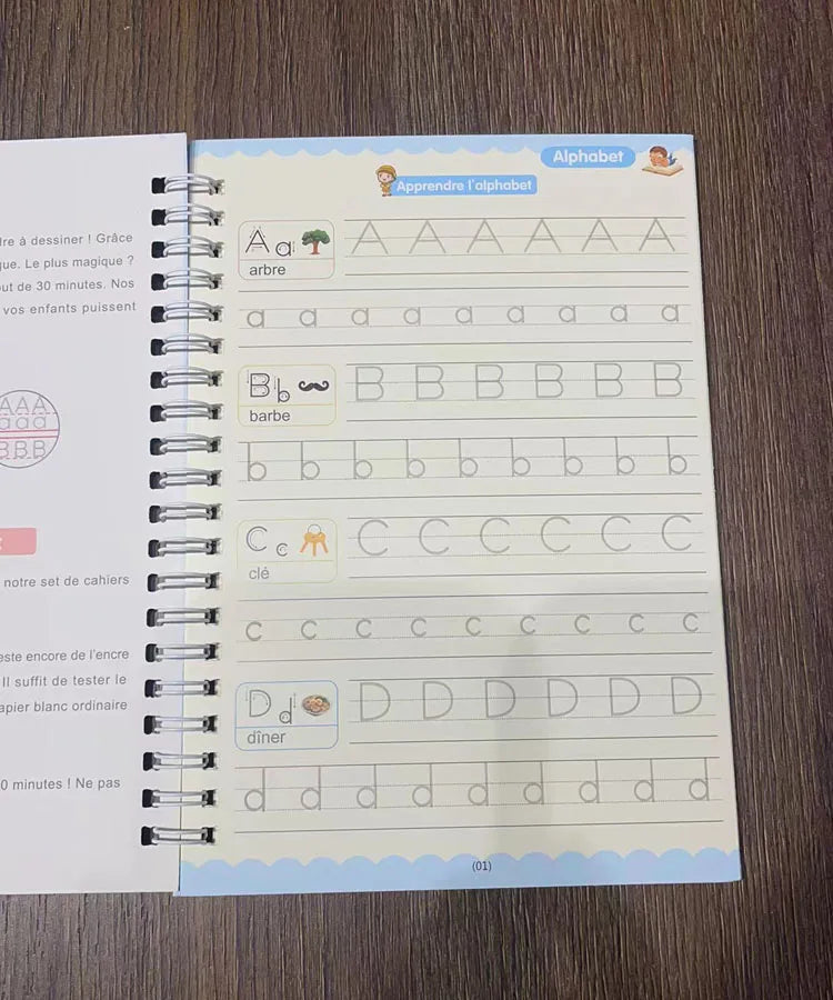 4pcs Portuguese Magic Practice Copybook Pen Preschools Kids Calligraphy Notebook Children Reusable  Writing Book Age 3-8