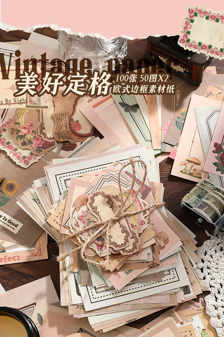 100 sheets - vintage American-themed material paper, guestbook, planner material, DIY scrapbooking
