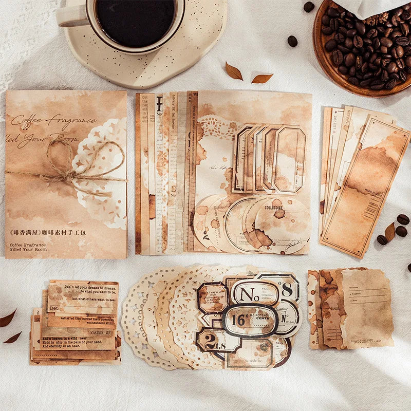 65 pcs/pack Coffee stain Style Decorative paper handmade DIY Diary Scrapbooking Background paper craft paper