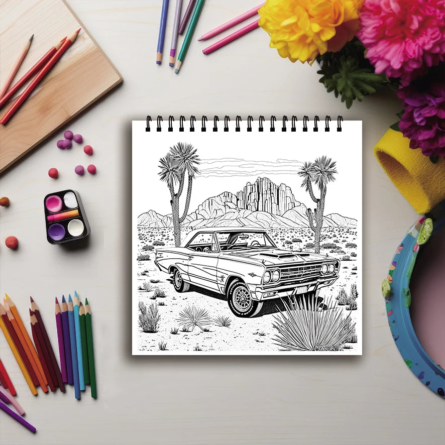 Coloring Book - 7.87 x 7.87 inches 32 pages car coloring book - ideal gift for family or friends
