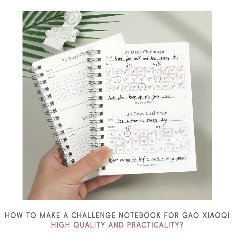 31 Days Planner Daily Challenge Notepad Self-Discipline Checklist Self-adhesive Memo Pads Mini Pocket Checklist Writing Pads
