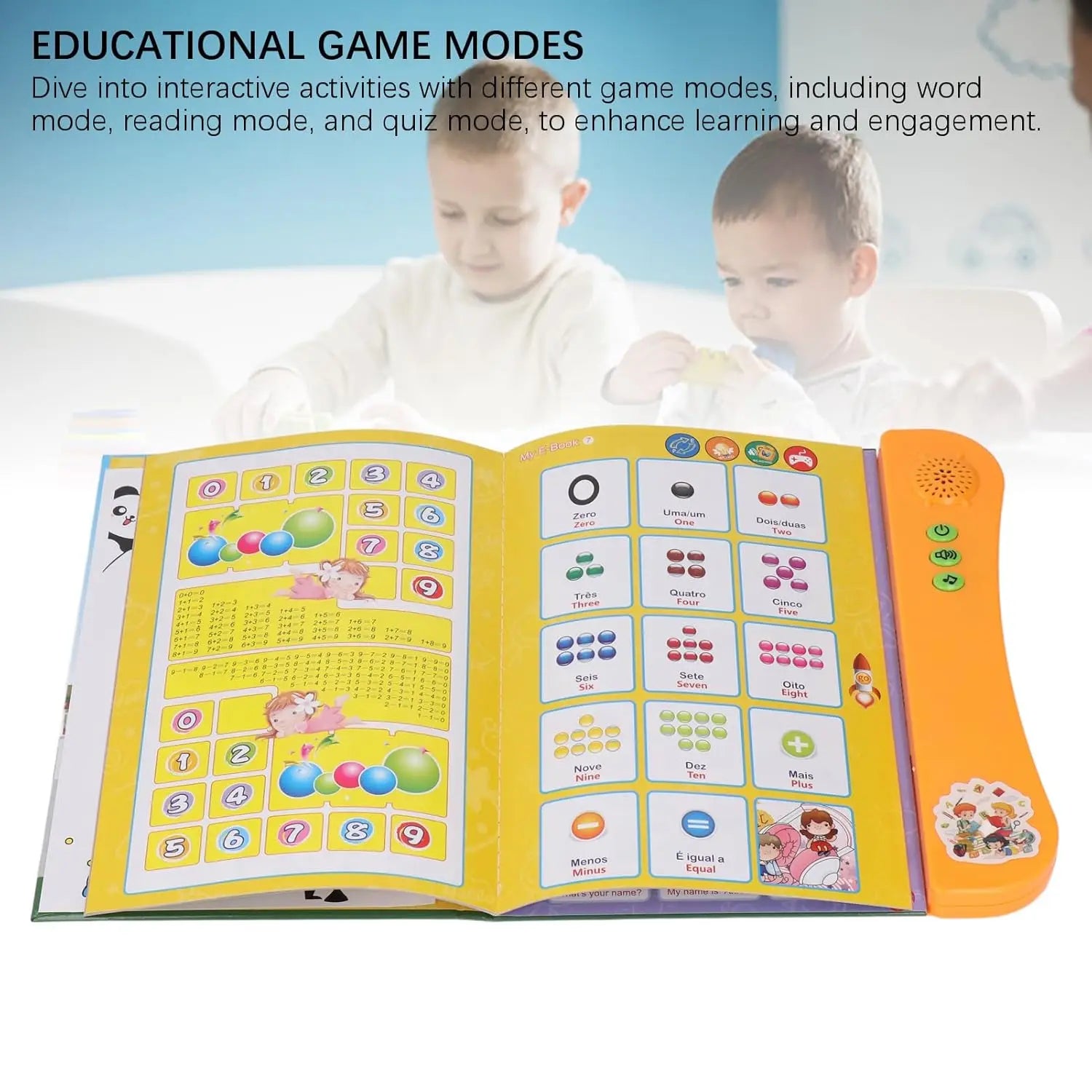 Portuguese English Sound Book Interactive Sound Book with Alphabet Numbers Animals and More for Bilingual Children Learning