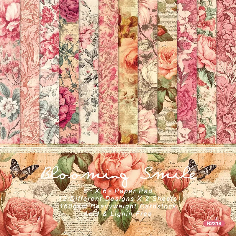 12 Sheet Scrapbooking Paper 15x15cm, Christmas Journal Planner Paper Pad Cardstock Backgrounds Card for DIY Art Craft Decoration