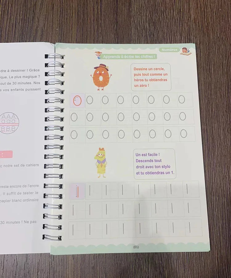 4pcs Portuguese Magic Practice Copybook Pen Preschools Kids Calligraphy Notebook Children Reusable  Writing Book Age 3-8