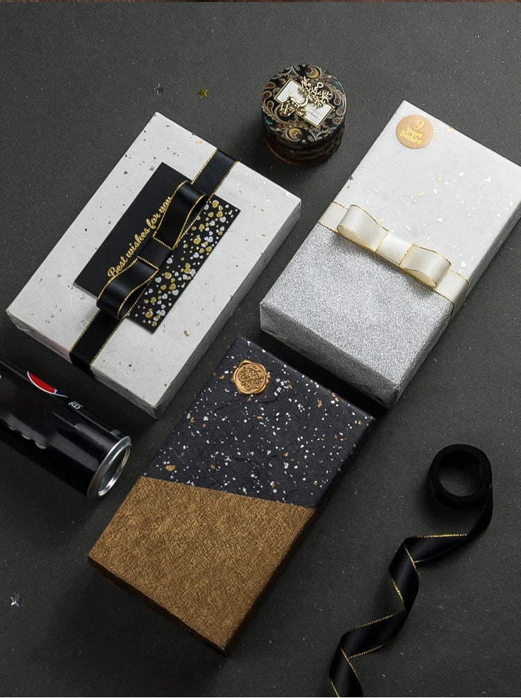 Floral Gift Wrap Paper Set - 6 Color Options, Sparkling Gold & Silver Speckles, Waterproof, Ideal for DIY Craft Packaging,