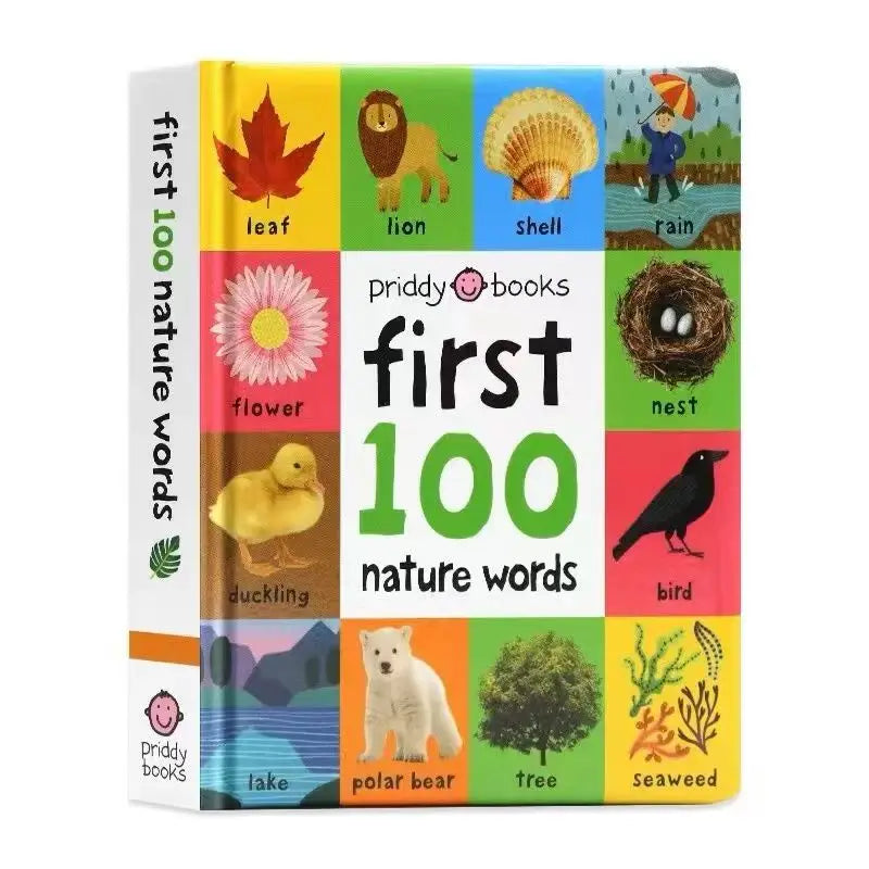 First 100 English Words Cardboard Book Language Learning Aids Vocabulary Building Bedtime Reading Learn to Read for Preschool