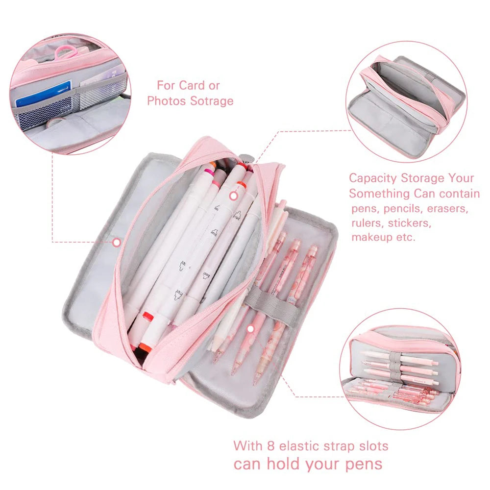 New extra large capacity portable pencil case, simple aesthetics lightweight and durable, ideal for students and offices
