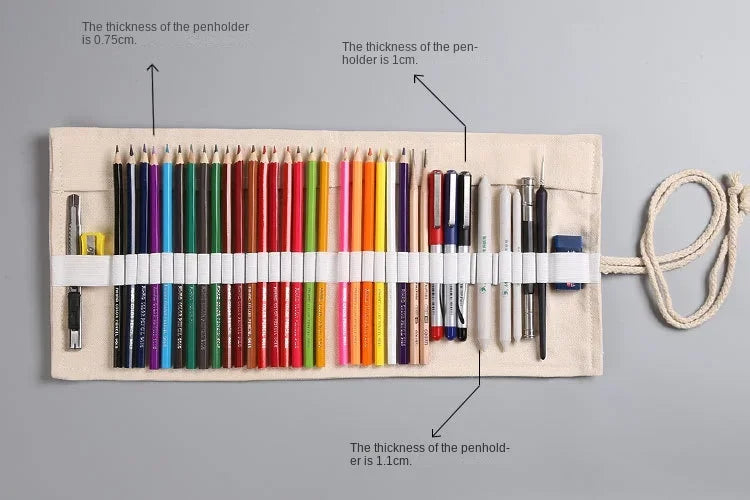 1PC Canvas pencil case - Simple and atmospheric design, colorful lead sketch pencil case for artists students and offices to use