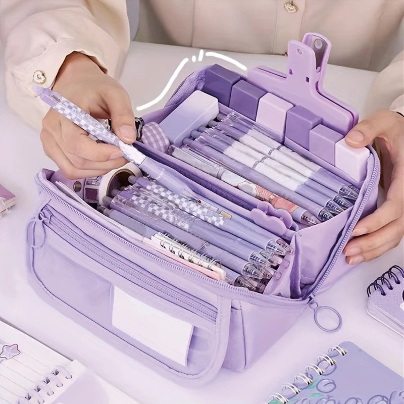 Pencil Case Organizer  Large Capacity Multi-Compartment Desktop Storage for School & Office Supplies School Cases Pouch Big