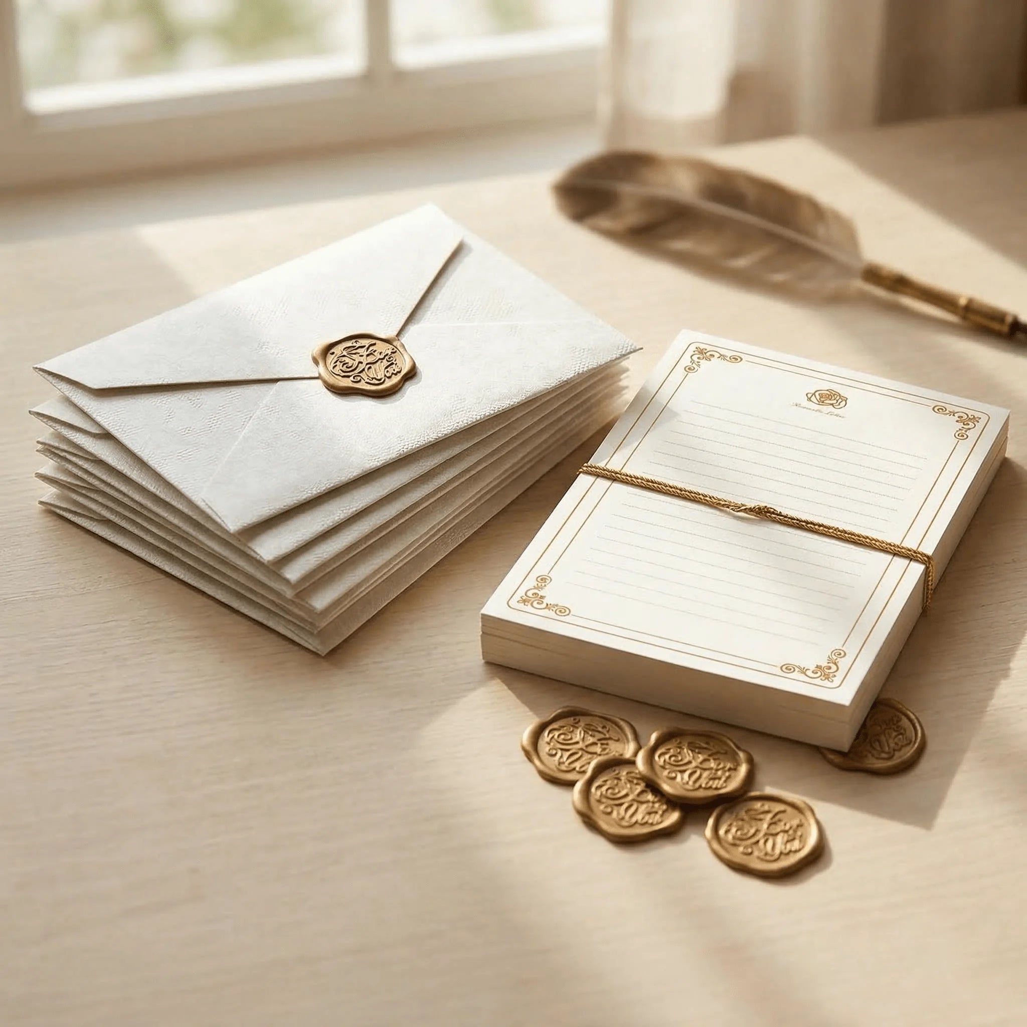32pcs Vintage Stationery Paper Envelope Set Includes 6 Burlap Envelopes 20 Sheets of Writing Paper 6 Wax Seals for Invitations