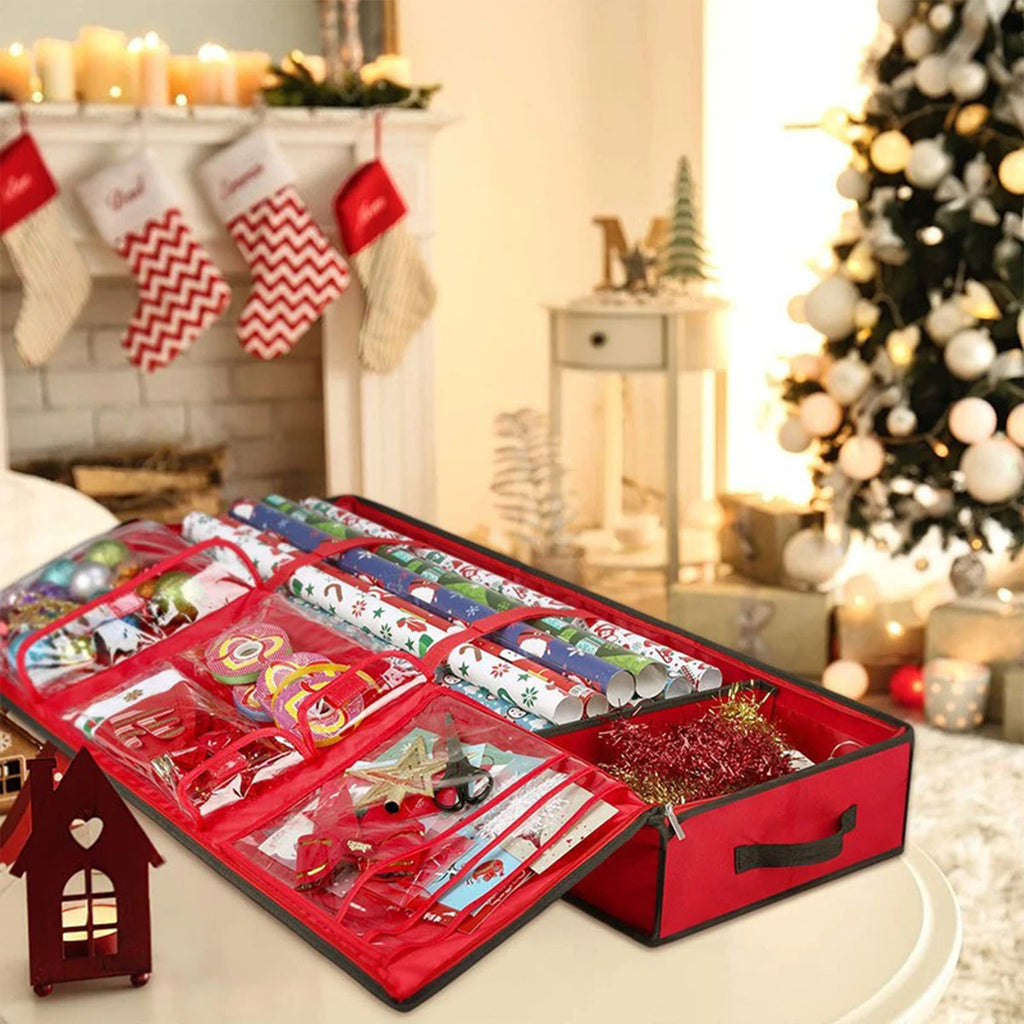 Gift Wrapping Paper Storage Bag Waterproof Christmas Gift Wrap Organizer Bag Large Capacity Container Box for Wrapping Supplies