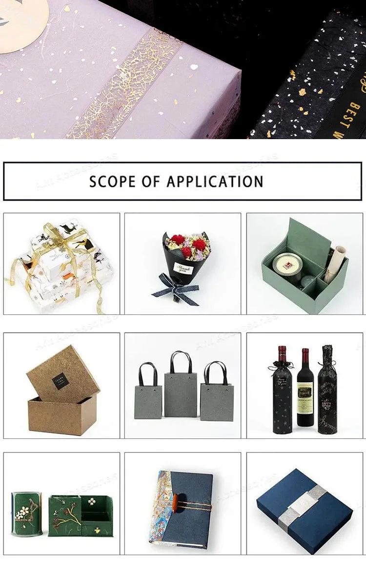 Floral Gift Wrap Paper Set - 6 Color Options, Sparkling Gold & Silver Speckles, Waterproof, Ideal for DIY Craft Packaging,