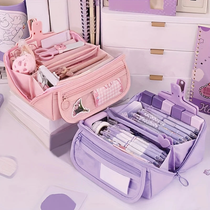 Pencil Case Organizer  Large Capacity Multi-Compartment Desktop Storage for School & Office Supplies School Cases Pouch Big
