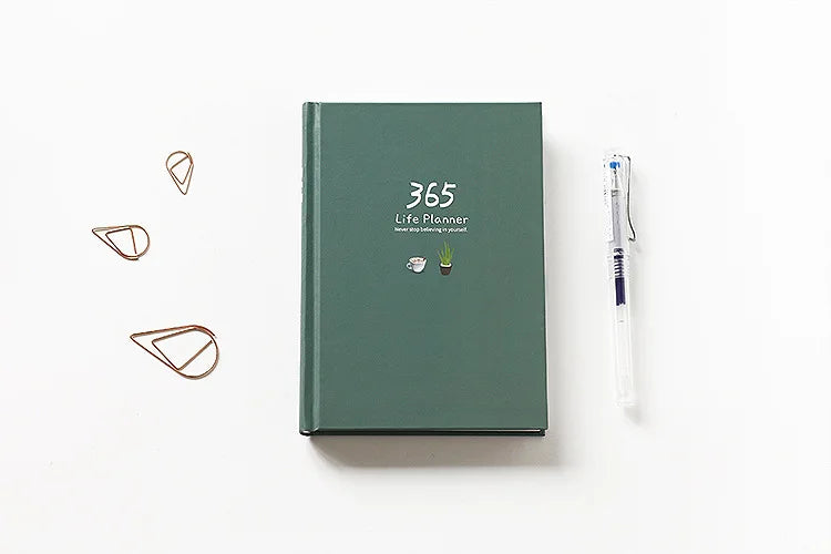 365 Planner Agenda Notebook Colorful Inner Page Illustration Yearly Daily Plan Journal Diary Book Record Life Stationery Gifts
