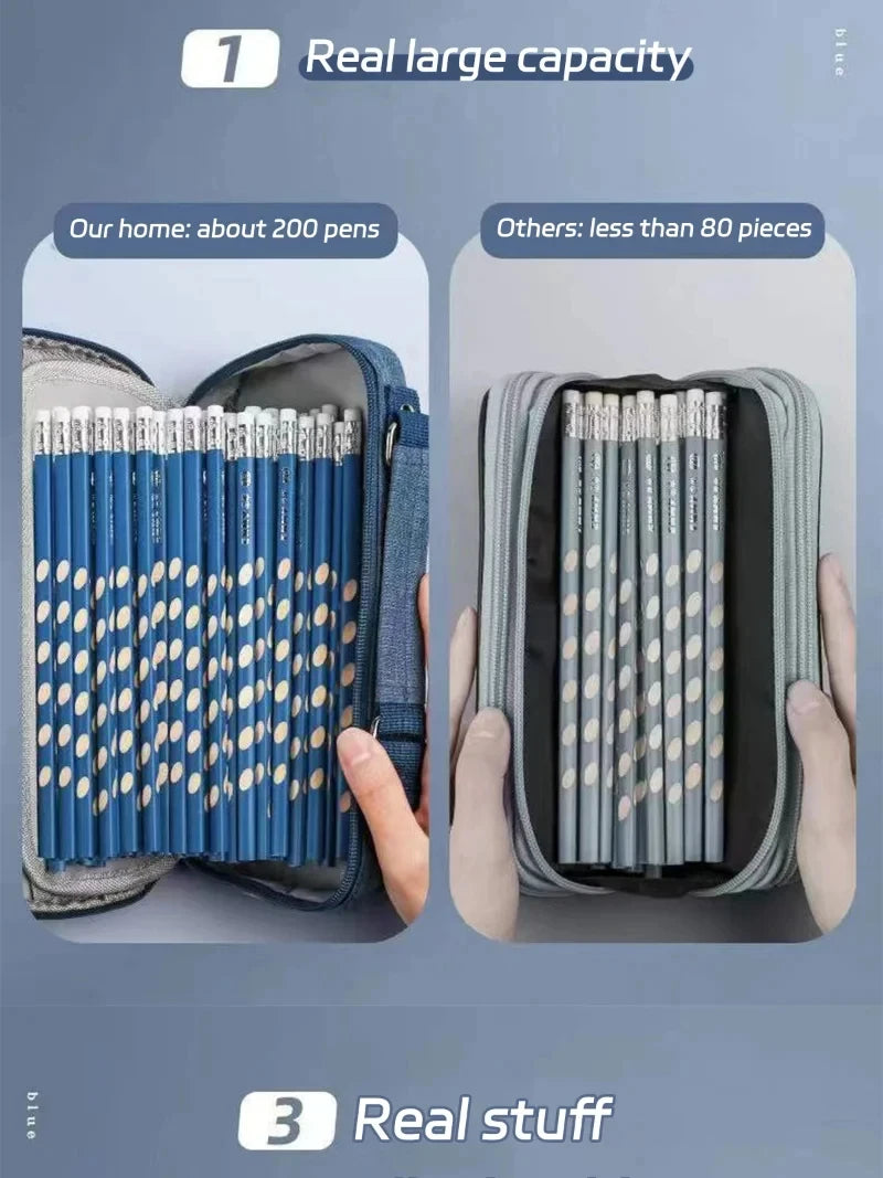 Pen Storage Bag Pencil Case 4 Layer Large Capacity Cosmetic High Quality Study Supplies Simple Student Stationary Boxes