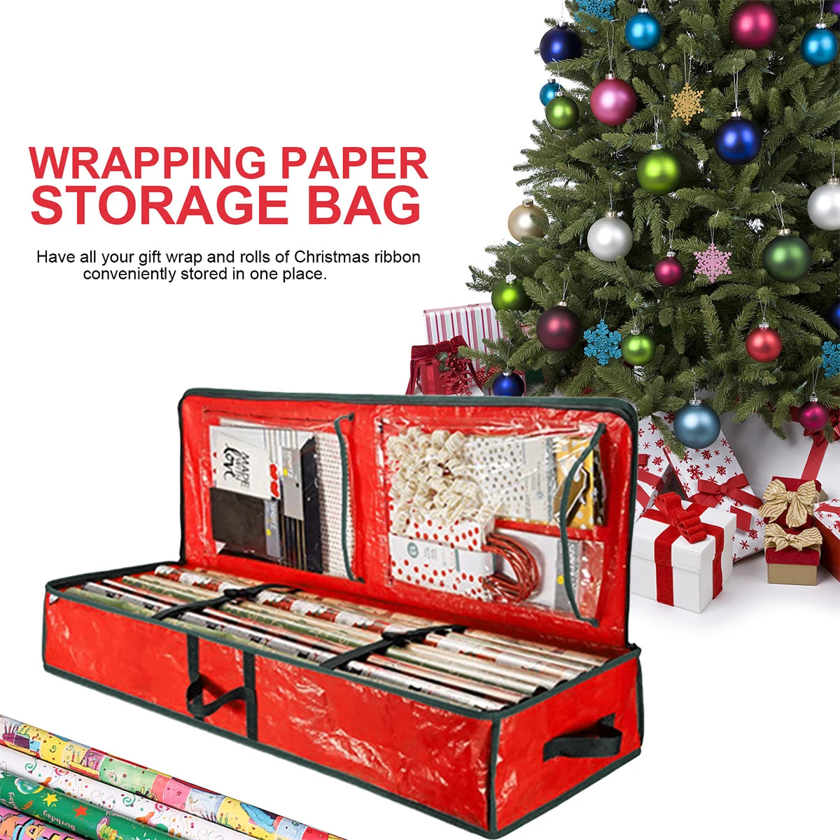 Wrapping Paper Organizer Zippered Gift Wrap Dustproof Waterproof Containers 600D Oxford Cloth Bags For Christmas Gift Large