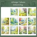 Material Paper 30 sheets/bag Spring Watercolour Landscape Handbook Stationery DIY Handmade & Scrapbook Journal Decoration