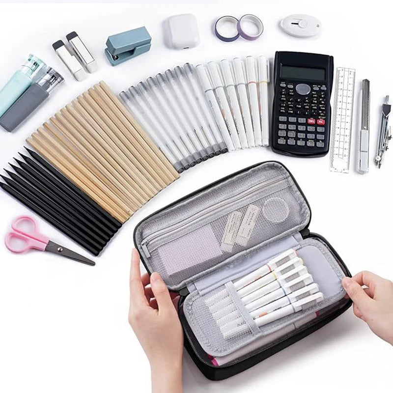 Portable pencil case, large capacity pencil case stationery pencil case, large capacity storage bag pouch holder box organiser