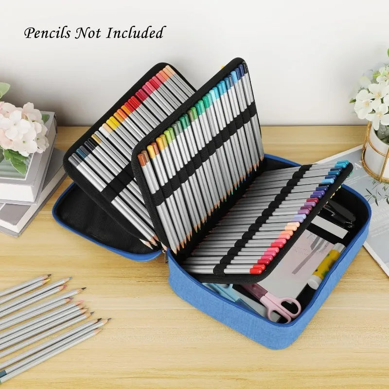 Large Pencil Case Organizer Colored Pencil Pouch Art Portable Stationery Case Pen Bag for School Office Travel