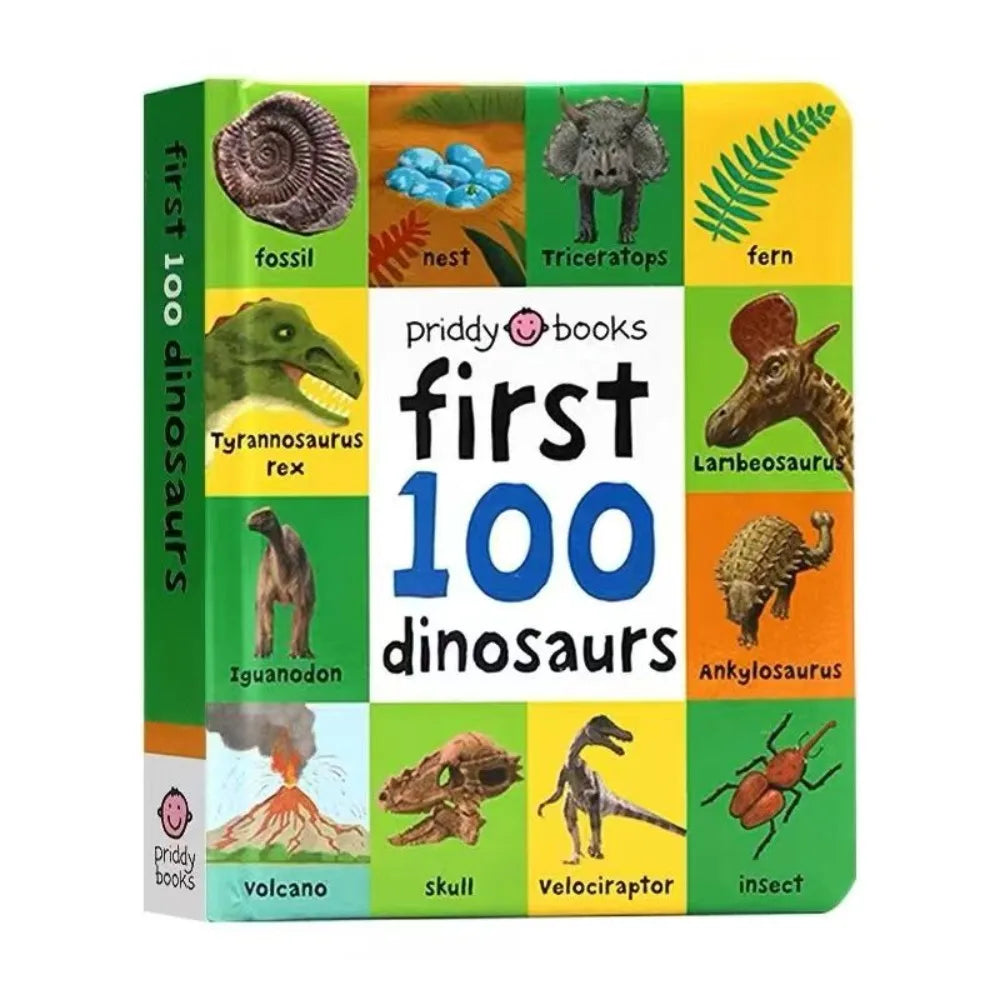 First 100 English Words Cardboard Book Language Learning Aids Vocabulary Building Bedtime Reading Learn to Read for Preschool