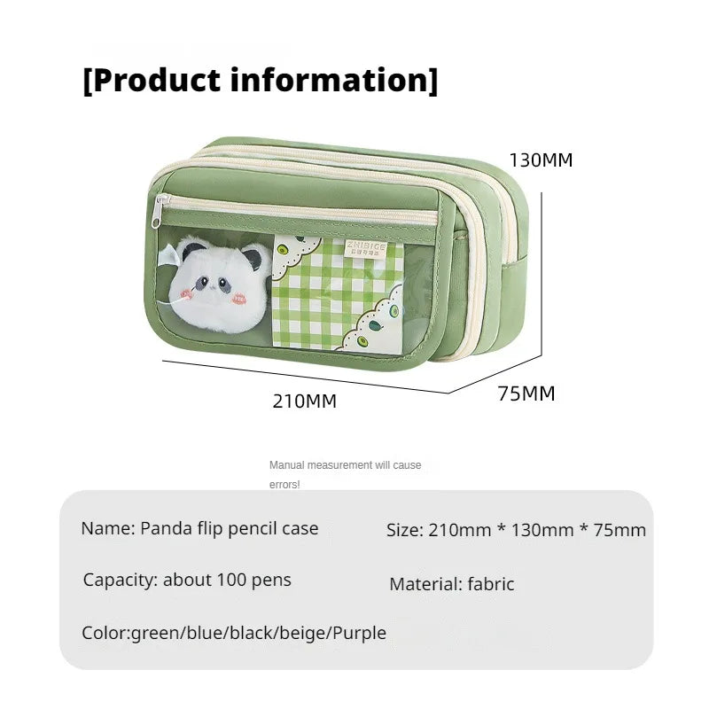 9-layer Large Capacity Pencil Case with Transparent Compartment and Magnetic Button Flip for Retrieval