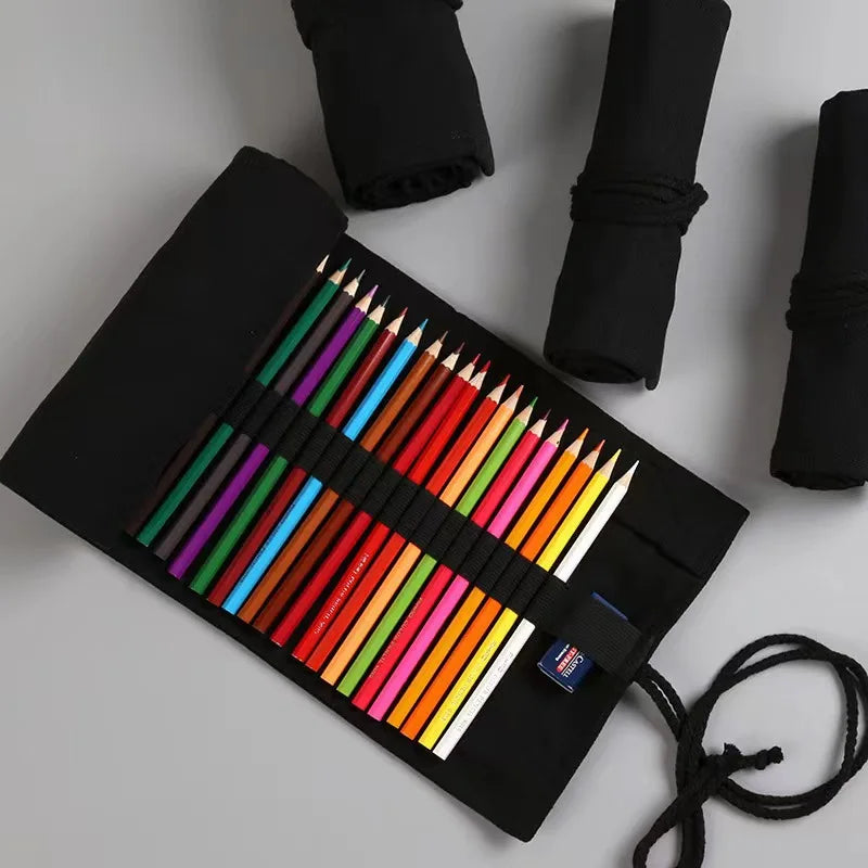 1PC Canvas pencil case - Simple and atmospheric design, colorful lead sketch pencil case for artists students and offices to use