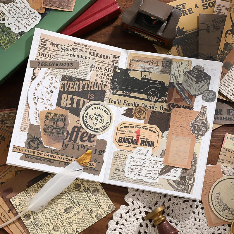 100 sheets - vintage American-themed material paper, guestbook, planner material, DIY scrapbooking