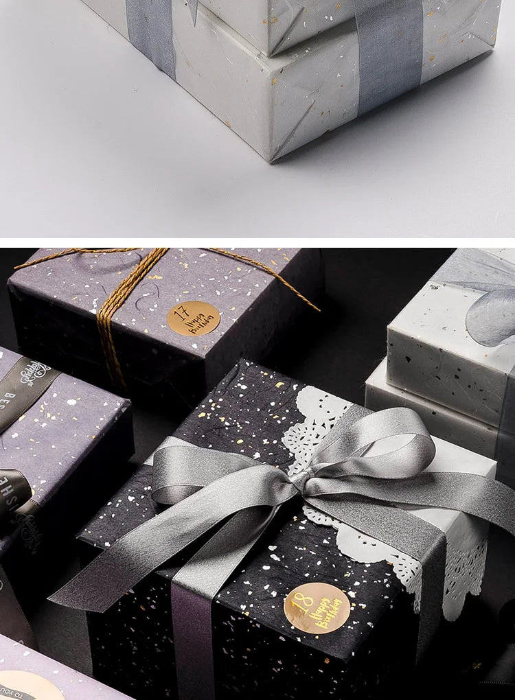 Floral Gift Wrap Paper Set - 6 Color Options, Sparkling Gold & Silver Speckles, Waterproof, Ideal for DIY Craft Packaging,