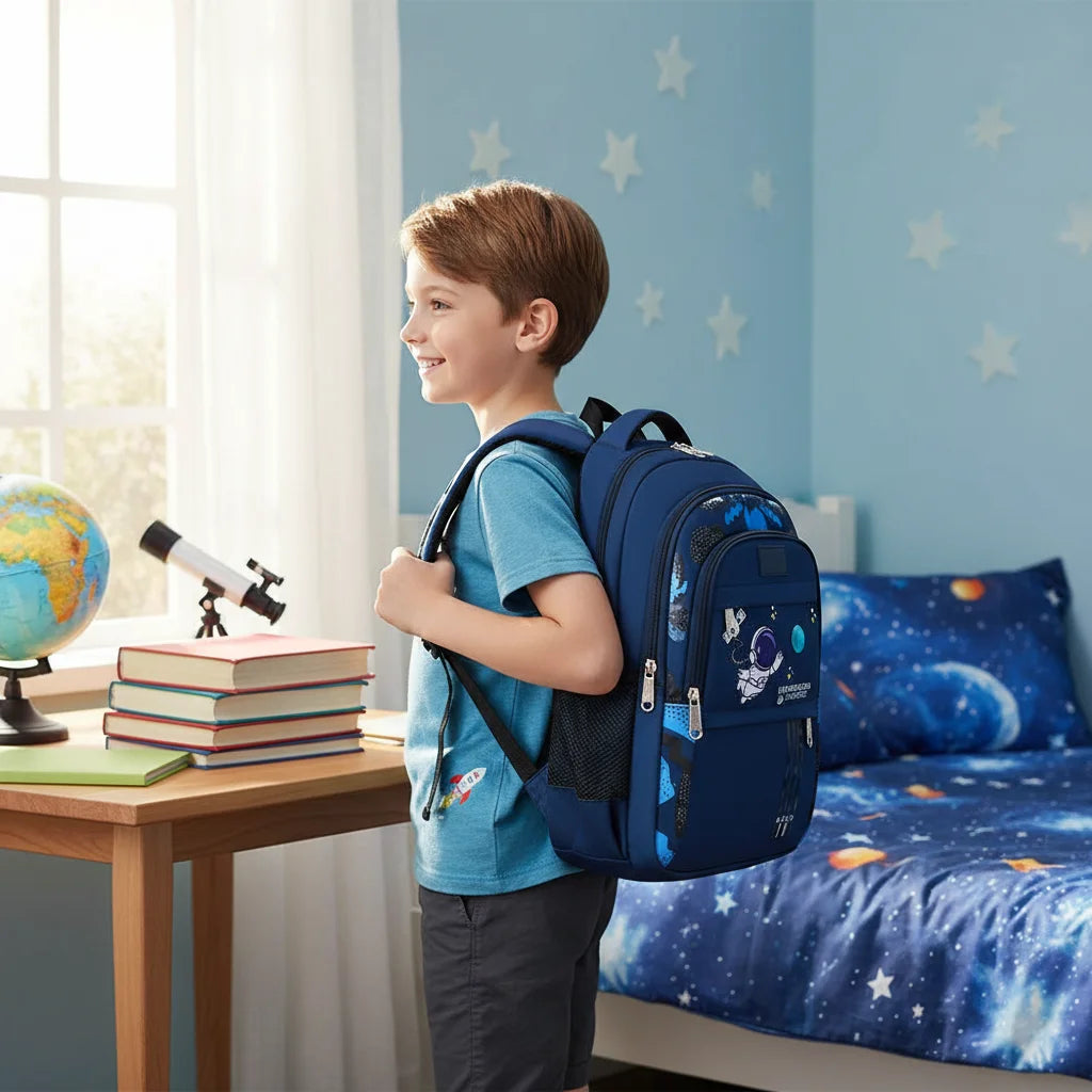 Ergonomic Kids School Backpack Lightweight Waterproof Large Capacity with Adjustable Straps for Grade 1-6 Students
