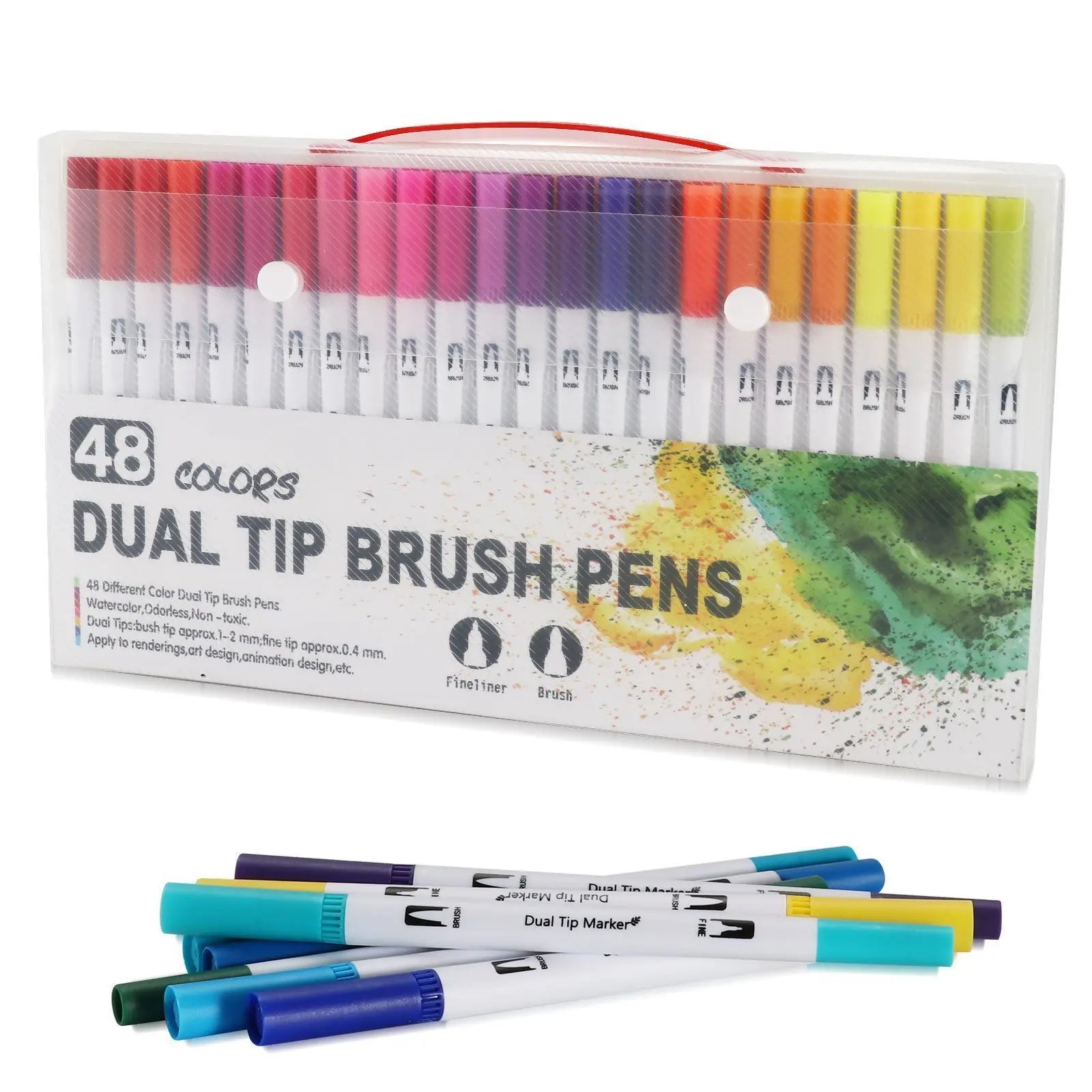 12-120 Colors Felt Tip Drawing Watercolor Art Markers Pen Dual Brush Fineliner Colouring Pen Set for Calligraphy Painting