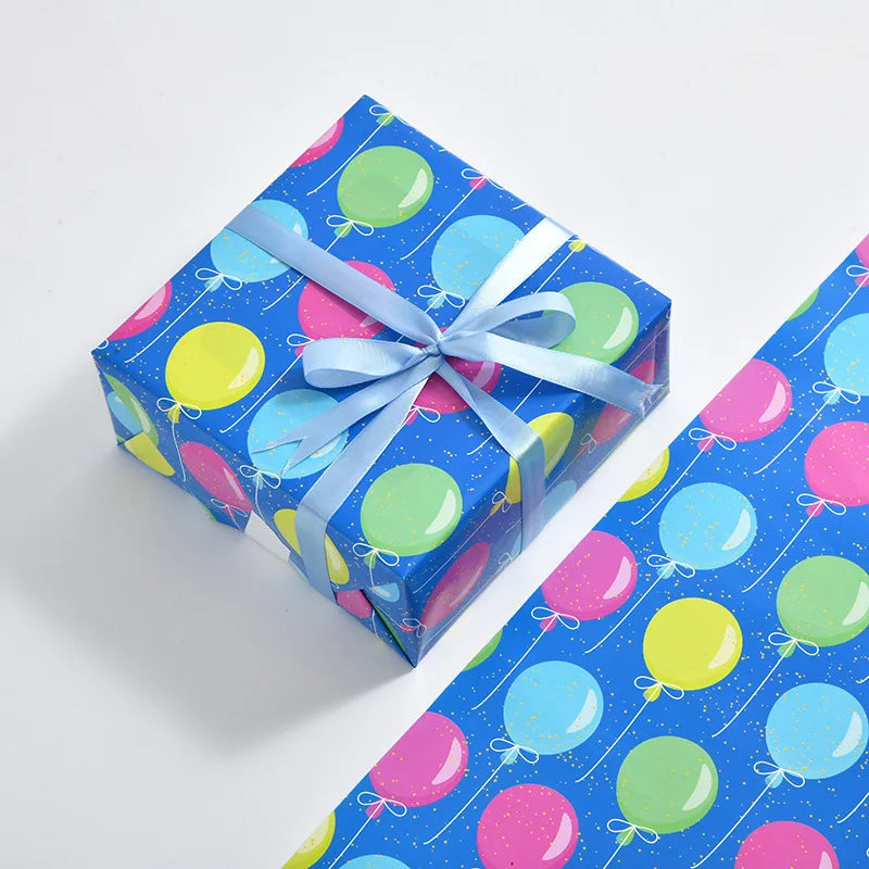 6 Pcs Colorful Balloon Gift Wrap Sheets Wrapping Paper for Boys Girls Kids Men Women Holiday Happy Birthday Party