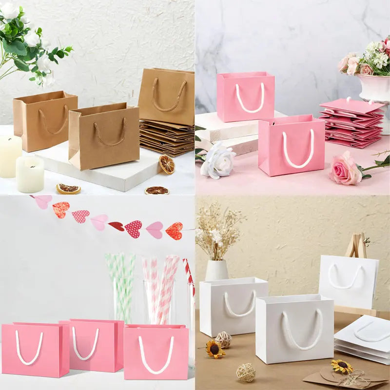 8/12pcs Mini Gift Wrap Paper Bags With Handles For Birthday Gifts,Weddings,Party Favors,Graduation, Holidays, Celebrations