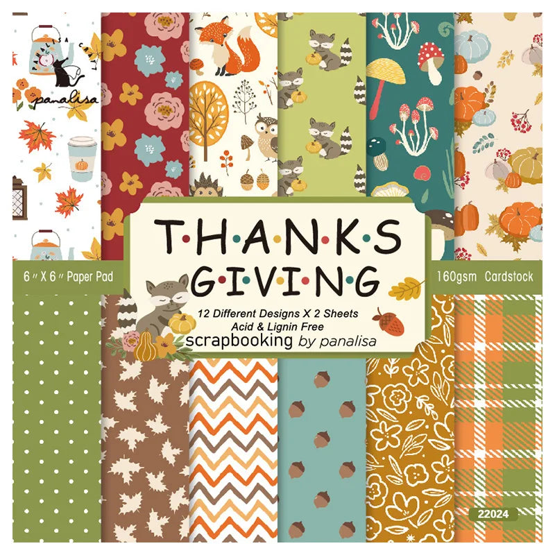 12 Sheet Scrapbooking Paper 15x15cm, Christmas Journal Planner Paper Pad Cardstock Backgrounds Card for DIY Art Craft Decoration
