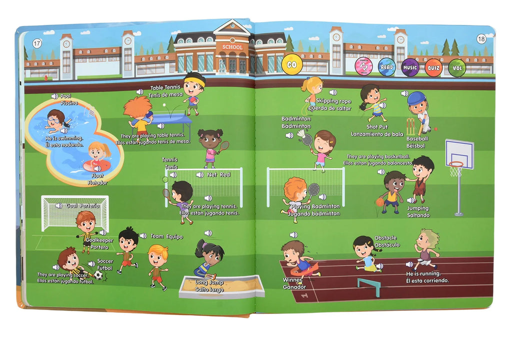 Spanish English Talking Learning Book for Kids Interactive Audio Sound Books Toddler Educational Toy To Learn Spanish Bilingual
