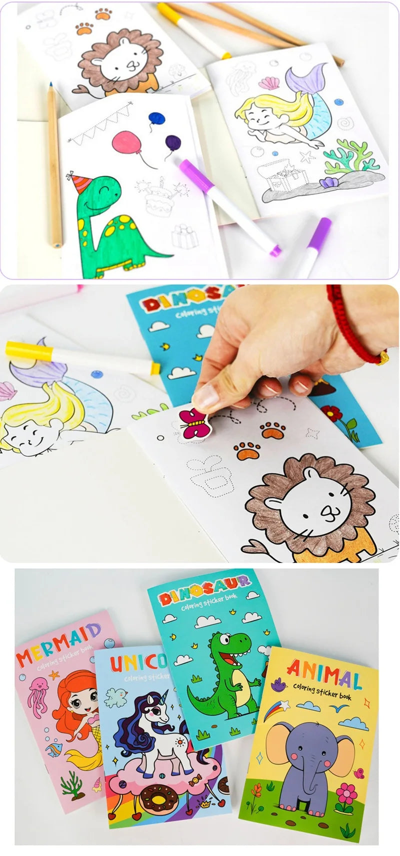 Coloring Book Children Sticker Books Fun Coloring Books 3-6 years Early Education Preschool Activities DIY Themed Drawing Books