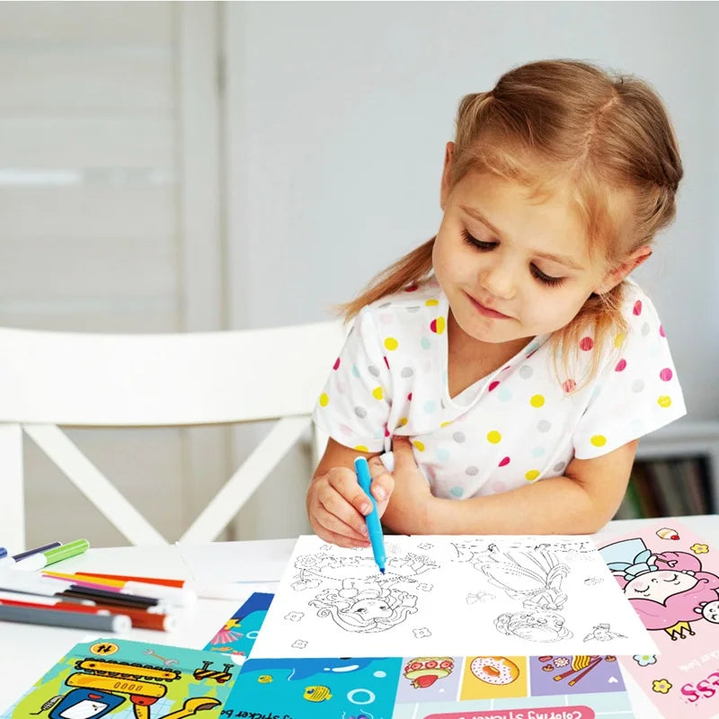 Coloring Book Children Sticker Books Fun Coloring Books 3-6 years Early Education Preschool Activities DIY Themed Drawing Books