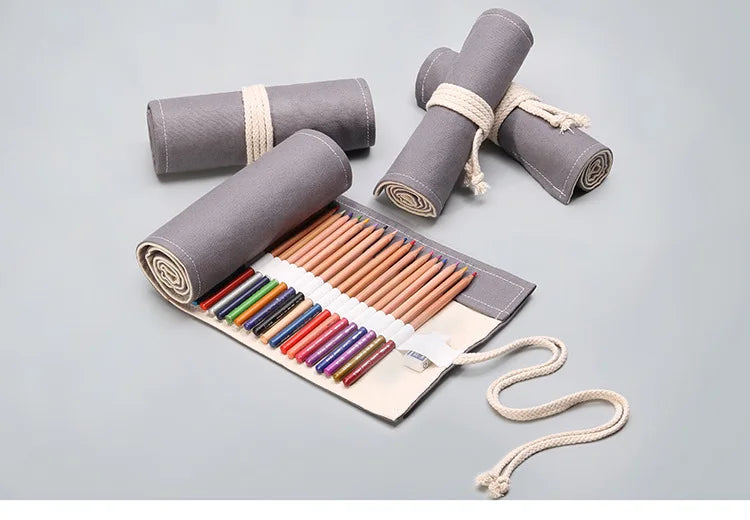 1PC Canvas pencil case - Simple and atmospheric design, colorful lead sketch pencil case for artists students and offices to use