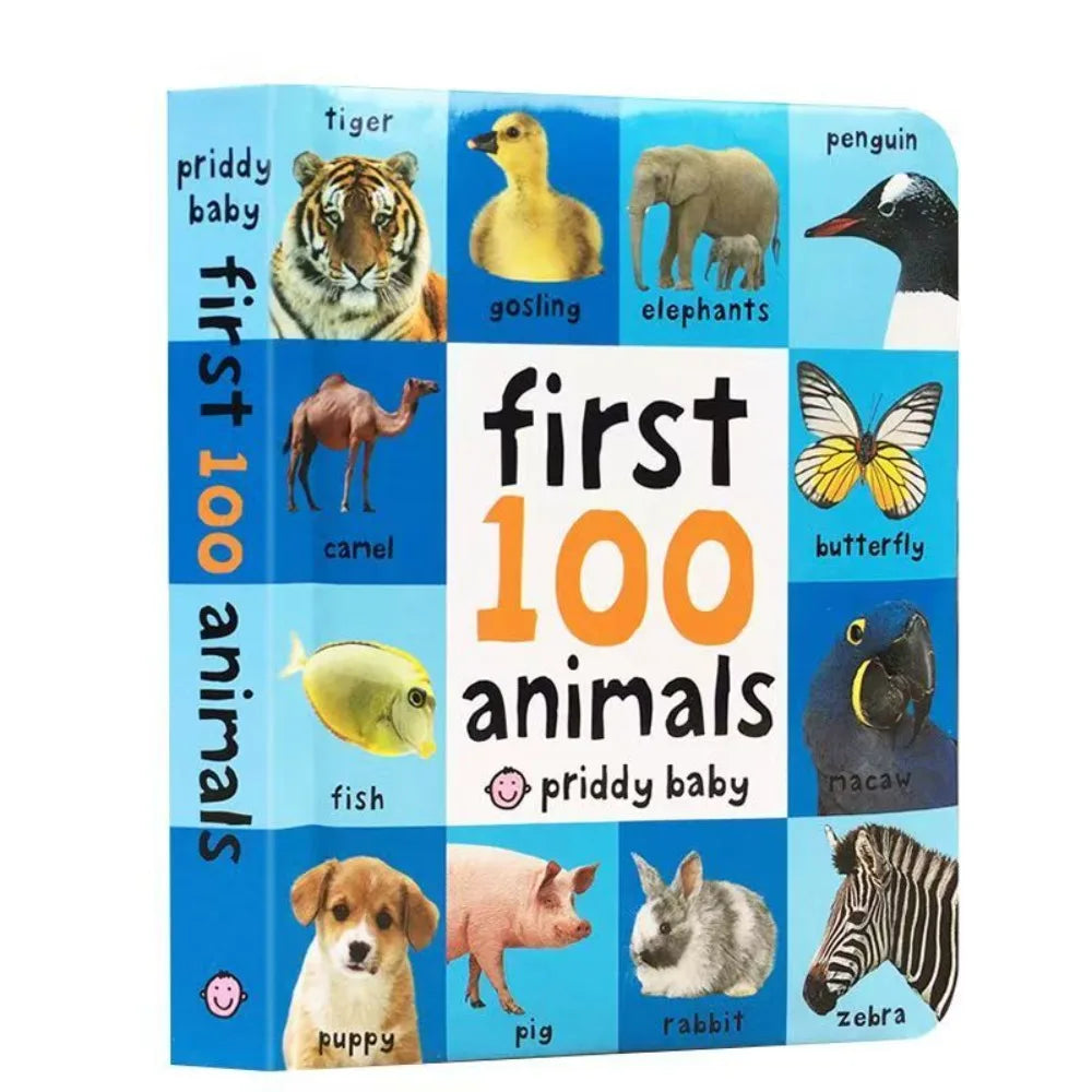 First 100 English Words Cardboard Book Language Learning Aids Vocabulary Building Bedtime Reading Learn to Read for Preschool